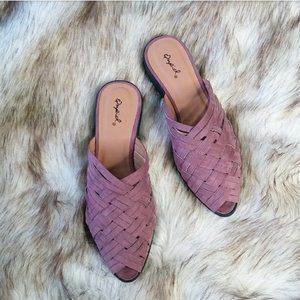 NWB Quipid Rose Taupe Braided Mule Flat 6